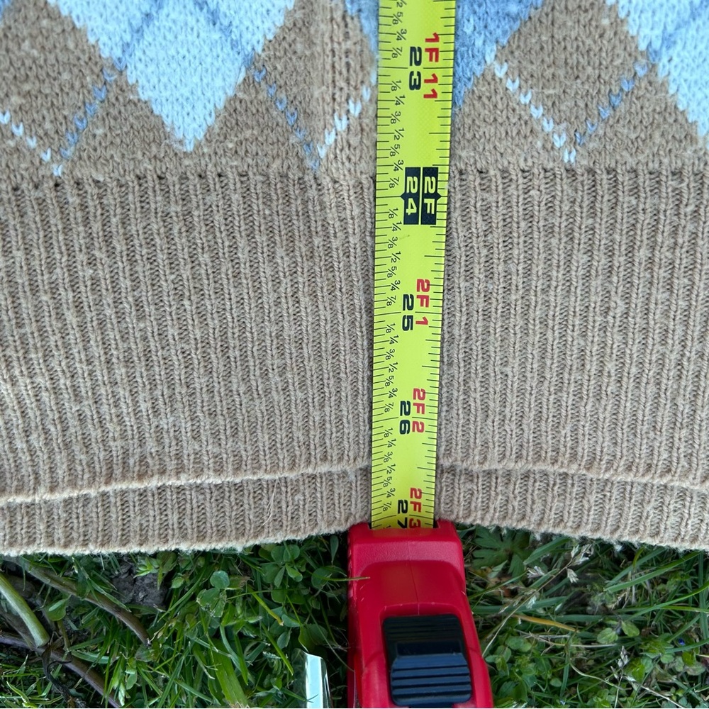 Vintage Clothes Lion Argyle Multicolor Pullover V-Neck Sweater Men’s L USA Made - Picture 4 of 10